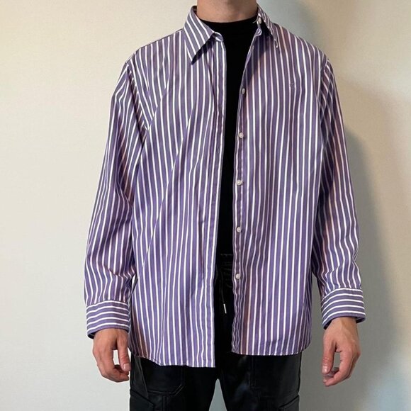 Vintage Purple And White Striped Button Down Ralph Lauren Shirt - Picture 1 of 1
